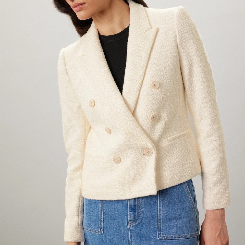 Club Monaco Ivory Double-Breasted Blazer Sz 10
